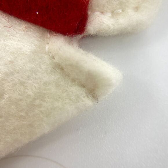 Felt Horse Head Ornament White Red Trim 3 inches - Picture 4 of 9